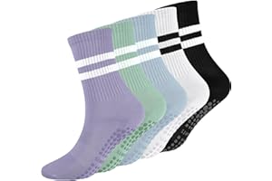 Radsocken 5 Pairs Non Slip Yoga Socks Pilates Socks for women and men with Grips, Anti-Slip Grip Socks Full Toe Ankle Socks for Ballet, Barre,Fitness,Hospital, Home