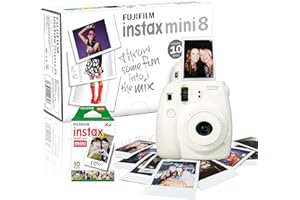 Fujifilm Instax Mini 8 Instant Camera with 10 Shots - White