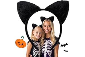 wonderCat LONDON Halloween Cat Ears Headband – Halloween Black Cat Ear Headband for Cosplay, Fancy Dress, Masquerade & Party Costumes
