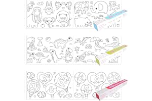 TOTSUN 3Pcs Drawing Paper Roll for Children, 30cmx3m Paper for Painting for Kids Coloring Paper Roll Children Drawing Art Sketch Painting(Animal World+Dinosaur+Digital/Letters)