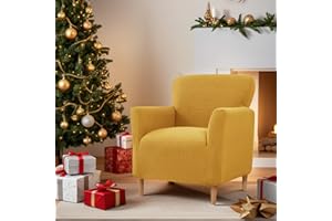 LiveGo Fodera elasticizzata per poltrona da banchetto, coprisedia in maglia, con braccioli, antiscivolo, impermeabile, per soggiorno, ufficio, reception e animali domestici ammette (giallo limone)