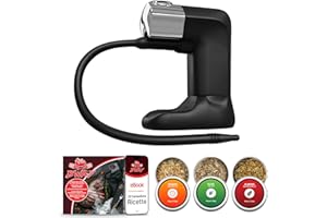 BWAY Fumoir a Froid – Pipe Fumoir avec 3 Sachets de Copeaux de Bois Offerts, Fumage a Froid Professionnel Idéal pour Aliments et Cocktails – Pistolet Fumée avec eBook Inclus de 20 Recettes