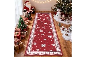 Enyhom Alfombra Pasillo Larga Navideña 80 x 200 cm, Absorbente Alfombra Cocina Lavable Antideslizante, Estilo Navideño Alfombras de Cocina Tapete Cocina para Entrada, Habitacion, Sala, Dormitorio
