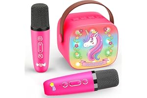 DISLOCATI Mini Karaoke Machine 2 Microphones,Kids Microphone Unicorn Gifts for Girls Birthday Presents Girls Toys Age 3-12 Year Old Girls Gifts Karaoke Machine Wireless Bluetooth Speaker Easter Gifts for Kids