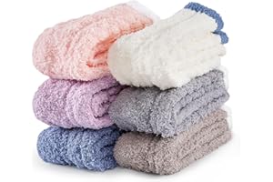 Niorasen Womens Winter Fluffy Bed Socks 6 Pairs, Ladies Warm Fleece Fuzzy Slipper Socks, Cosy Gift for Women and Girls, Christmas Stocking Fillers