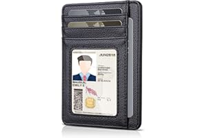 Teskyer Porta Carte Credito Uomo, Portafoglio Uomo Piccolo Sottile, Protezione RFID, Design Minimalista, Nero