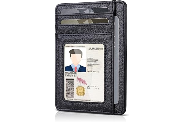 Teskyer Portefeuille Homme, Porte Carte Bancaire, Portefeuille en Cuir PU, Porte Cartes de Credit, Petit Portefeuille Homme, Protection RFID, Design Minimaliste, Noir
