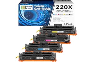 colorfly 220X 220A Toner Cartridge: With Chip Compatible for HP 220X 220A W2200X with HP Color Laserjet Pro MFP 4302dw 4302fdw 4302fdn 4202dn 4202dw W2200X W2201X W2202X W2203X (4 Pack)