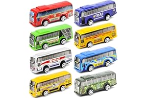STIFFENERS 8 Pcs Toy Bus, Little Bus, Bus Toy, Suitable for Playing, Stimulate imagination Games and Developing Motor Skills