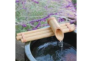 Bamboo Accents Kit de Fontaine à Eau Zen - Fontaine Extérieure/Intérieure à Trois Bras en Bambou Résistant aux Fissures pour Oasis DIY - pour Grands Contenants (Bol Non Inclus) (Trois Bras 30 cm)