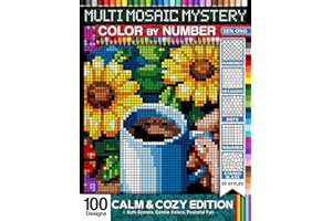 Calm & Cozy Edition Multi Mystery Mosaic Color By Number: Soft Scenes, Gentle Colors, Peaceful Fun