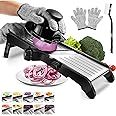Mandoline Vegetable Slicer, MASTERTOP Professional Mandolin Slicer, Upgraded Vegetable Chopper for Potato Cabbage Onion Cucumber, Mandoline Food Slicer, Send Gloves and Cleaning Brush