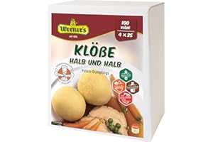 ‎WERNER'S Werner´s Dumplings Half & Half - Large Container - 4 x 0.75 kg = 4 x 25 Dumplings, Gluten Free, Lactose Free, No Dyes, No Added Flavours,