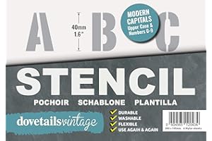 DOVETAILS VINTAGE Stencil Lettere e numeri Set di stencil alfabeto - Maiuscole di 4cm per progetti di decorazione e artigianato
