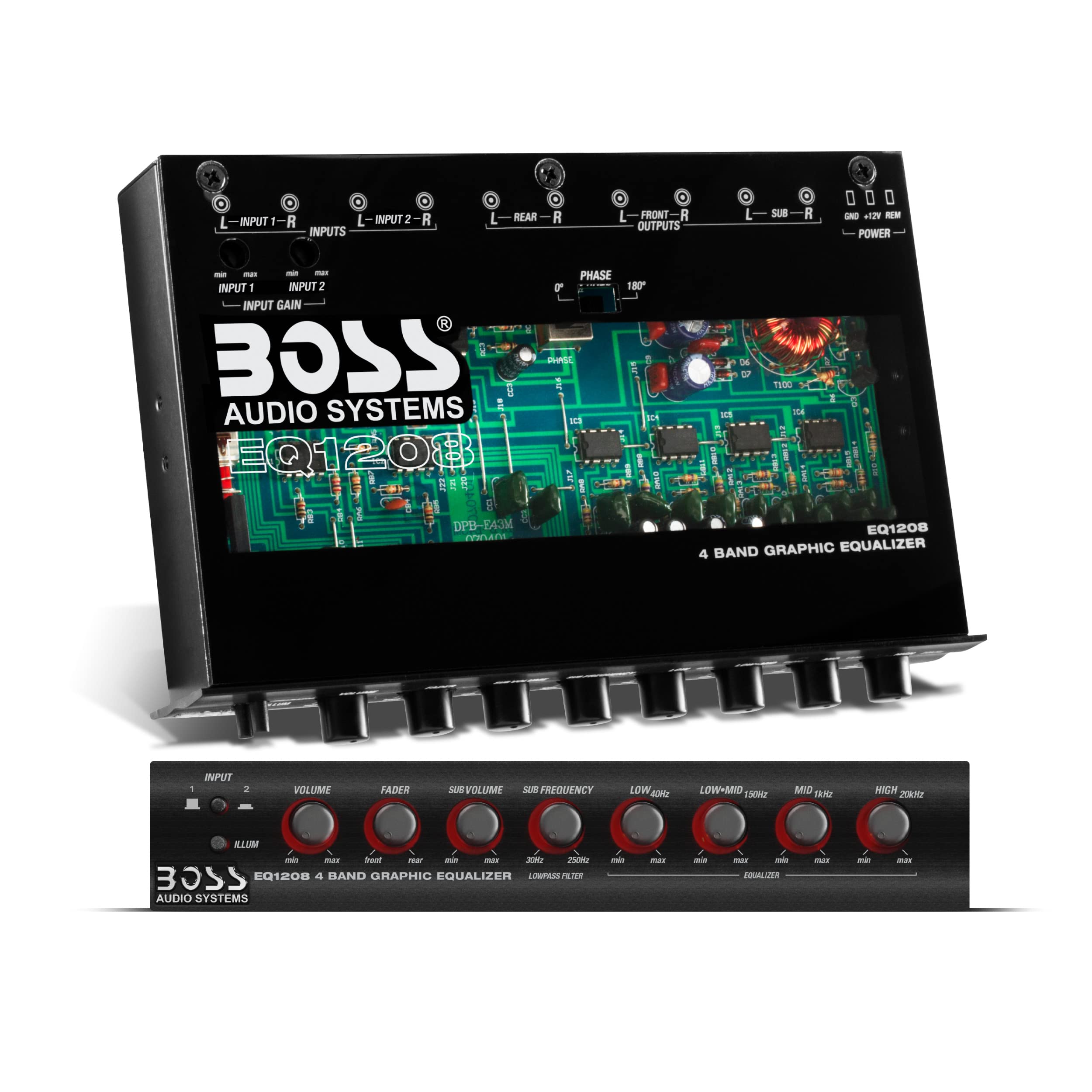 Boss EQ1208 4 Band Pre-amp Equalizer with Subwoofer Output, Master Volume Control