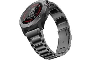 HQEUZ 26 mm, tytanowa bransoletka do Fenix 7X / 6X / 5X, regulowana, metalowa bransoletka Quick Fit, kompatybilna z Garmin Enduro/Fenix 7X / Fenix 6X Pro/Fenix 6X Sapphire/Fenix 5X Plus / Fenix 3 / Fenix 3HR, 26mm, Tytan