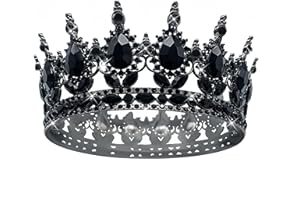HPMAISON [Geschenkbox verpackt] Vintage Rund Braut Haarschmuck Diadem Krone Hochzeit Deko Damen Crown Strassstein Tiara Königin Krone Geburtstag Tortenaufleger Mädchen Prinzessin Krone Erwachsene
