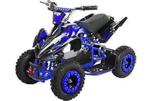 ‎ACTIONBIKES MOTORS Actionbikes Motors Kinder Quad Elektro ATV Racer | 𝟑𝟔 Volt 𝟭𝟬𝟬𝟬 Watt Motor bis 𝟐𝟒 km/h - Kinderquad - Pocket Quad - Safety Touch Fußschalter - Für Kinder ab 8 Jahren (1000 Watt Schwarz/Blau)