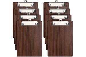 DONGLI 8 Pack A5 Clipboard,Wooden Clipboard with Low Profile Clip and Hanging Hole,Clip Board Clipboard Hardboard for Office, Business,Restaurant