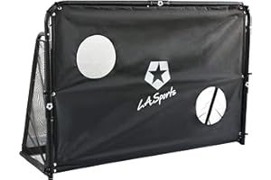 ‎L.A. SPORTS Torwand & Fußball-Tor 2-in-1 mobiles Metall Soccer Goal mit Netz & Torschusswand Indoor Outdoor für Garten & Freizeit