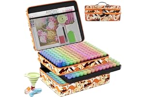 ARTDOT 5D Diamond Art Storage Boxes with 420 Slots, 462pcs Diamond Art Accessories and Tools Kits with Pens for Adults(Orange)