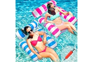 2 PCS Amaca Gonfiabile, CZMAO 4-in-1 Acqua Lettino Pieghevole Piscina, Giocattoli con Pompa ad Aria Portatile