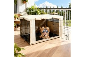 HiCaptain Housse de cage en polyester pour chien – Housse de niche coupe-vent durable pour cage métallique pour intérieur et extérieur (76,2 cm, brun clair)
