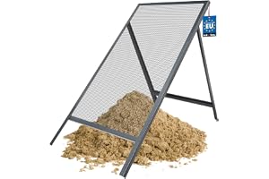 KOTARBAU® Jordsåll - Genomströmningssil - 6 x 6 mm -Byggsil - Stål - 60 x 120 cm - Grå - Trädgårdssikt - Kompostsikt - Justerbar Stöd - Robust - Genomströmningsgaller av Ståltråd