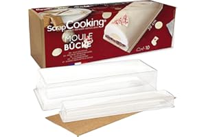ScrapCooking - Kit Moule Bûche de Noël & Insert - 2 Moules PVC Semi-rigides & Réutilisables - Accessoires Pâtisserie Dessert de Noël - Recette de Bûche Framboise Chocolat Blanc - 1921