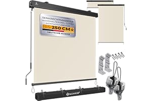 KESSER® Vertical Awning 200 x 250 cm Outdoor Roller Blind Hand Crank Mechanism Balcony Roller Blind Sun Protection and Privacy Screen Shade Sun Protection with Crank Awning Box Balcony and Patio