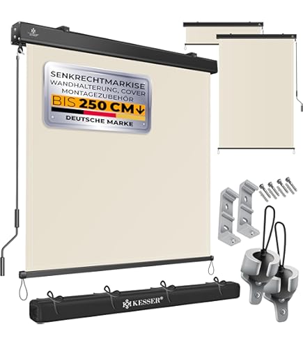 Tenda Da Sole A Caduta 150x250 Cm Grigio | Parasole Esterno Con Rullo In Alluminio | Protezione UV - Foto 2