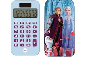 LEXIBOOK- Calculadora de Bolsillo Disney Frozen, Olaf, Funciones de clásicas y avanzadas, Cubierta Protectora rígida, con batería, Azul/púrpura, C45FZ