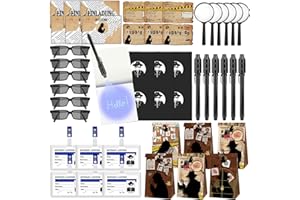 YOUYIKE Jeu De RôLe De DéTective Enquete Criminelle A Resoudre Kit Espion Enfant 56 PièCes, Stylo Encre Invisible, Carnet, Loupe, Lunettes D'Agent, Badge DéTective, Invitations & Autocollants