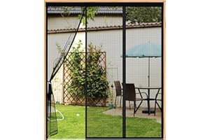 GYCQRS Double Door Magnetic Fly Screens for Doors -120(40/40/40) x200cm Double Door Screen Curtain, Powerful Magnets, Full Frame Hook and Loop for Patio Door, Sliding Door, Double Door, French Door