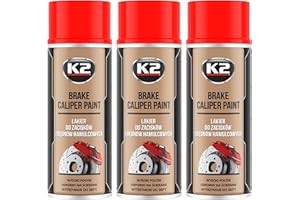 K2 Pintura para Pinza de Freno Anticalórica Pack de 3 - Color Rojo - Brake Caliper Spray 400 ml