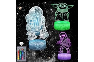 ‎XOCOME xocome Star Wars Nachtlicht mit 3D-Illusion, 3 Muster und 16 Farbwechsel, automatische Abschaltung mit Smart Touch und Fernbedienung für Heimdekoration Star Wars-Geschenk für Jungen