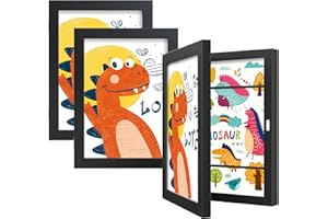 BAIJIALI Black Art Frames for Kids Artwork - Front Opening Holds 150 Drawings, 3D Crafts - 3 Packs 8.5x11 with mat or 9x12 without Mat