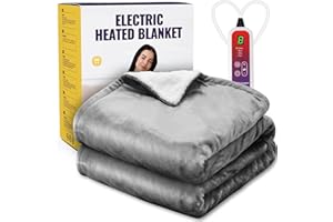 Mefine Koc elektryczny z automatycznym wyłączaniem, 180 x 100 cm, elektryczny koc termiczny z 6 poziomami temperatury i 4 timerami, flanelowy, nadaje się do prania, na sofę, do domu, biura, przytulny,