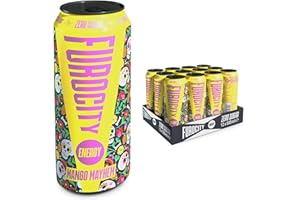 Furocity Sugar Free Energy Drink, Mango Mayhem, 157mg Caffeine, Low Calorie, Zero Sugar, High in Vitamins C, B6, B12, Taurine, Vegan, 12 x 500ml Cans
