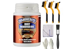 MK RETAIL Rust Treatment Kit Bundled With Hammerite Rust Remover for Metal, Roughneck Wire Brush For Rust Removal (3 Pack), MK Paintbrush, Cloth & Gloves