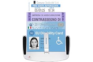 WARESCO® Supporto Carta Parabrezza Universale – Porta Tessera Auto Taxi, NCC, Disabili, Pass Parcheggio, Badge – Policarbonato Anti-UV, Resistente al Calore 110 °C, Certificato ISO – Made in France
