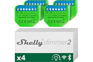 Shelly Dimmer 2, Interruttore Varialuce Wi-Fi, Dimmer con Cavo 10-220 W per LED, Incadescenza, Alogene Dimmerabile, Nessun Ne