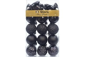 Busybee Mini weihnachtskugeln klein 34 Stücke 4CM Ornamente für Weihnachtsbaum Schwarz kleine Christbaumkugeln Weihnachtsdekoration Kugeln