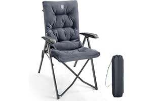 ‎EVER ADVANCED EVER ADVANCED Campingstuhl Faltbar Rückenverstellbar in 4 Positionen 150 KG Belastbarkeit Klappstuhl Luxus 6cm Dicke Gepolstert Gartenstuhl Hohe Lehne Angelstuhl für Camp Garten Balkon Alu+Stahl