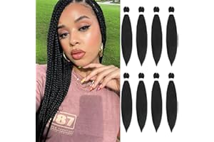 FIRSTCYH HAIR Braiding Hair Pre Stretched - 30 Inch Pre Stretched Braiding Hair 1B Braiding Hair Soft Yaki Texture 8 Packs Crochet Hair Extensions Braids for Black Women (30 Inch(8Packs), 1B)