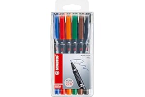 STABILO Etui de 6 Stylo feutre Permanent Pte Fine OHPen universal Assortis