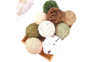 CIR OASES 9pcs 3.5Inch Fall Decorative Ball Orb Rattan Ball Rattan Woven Orbs Spherical Bowl and Vase Filler for Home Party Wedding Display Decor Props …