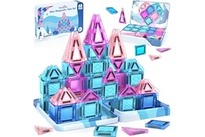 Dreamon Mini Costruzioni Magnetiche Per Bambini 68 Pezzi Magneti Bambini Magnetic Tiles con Scatola di Latta Costruzione Magnetica Giochi Montessori Giocattolo Regalo Per 3 4 5 6 7 anni