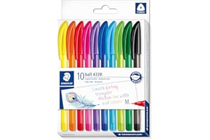STAEDTLER 4320 MC10 Stick Rainbow Ballpoint Pen - Assorted Colours (Pack of 10)