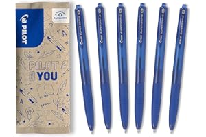 PILOT - Set di 6 Penne a sfera Super Grip G - Penna Ricaricabile e a scatto con Inchiostro ultra morbido - Scrittura scorrevole e confortevole - 6 Blu - Punta Media